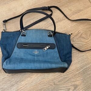 Coach Denim and Black Satchel